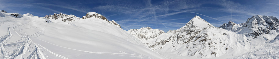 Skitour auf die Kuhscheibe - Blick zum Schrankogel | 